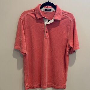 Johnston & Murphy Men’s Coral-Pink Short Sleeve Polo